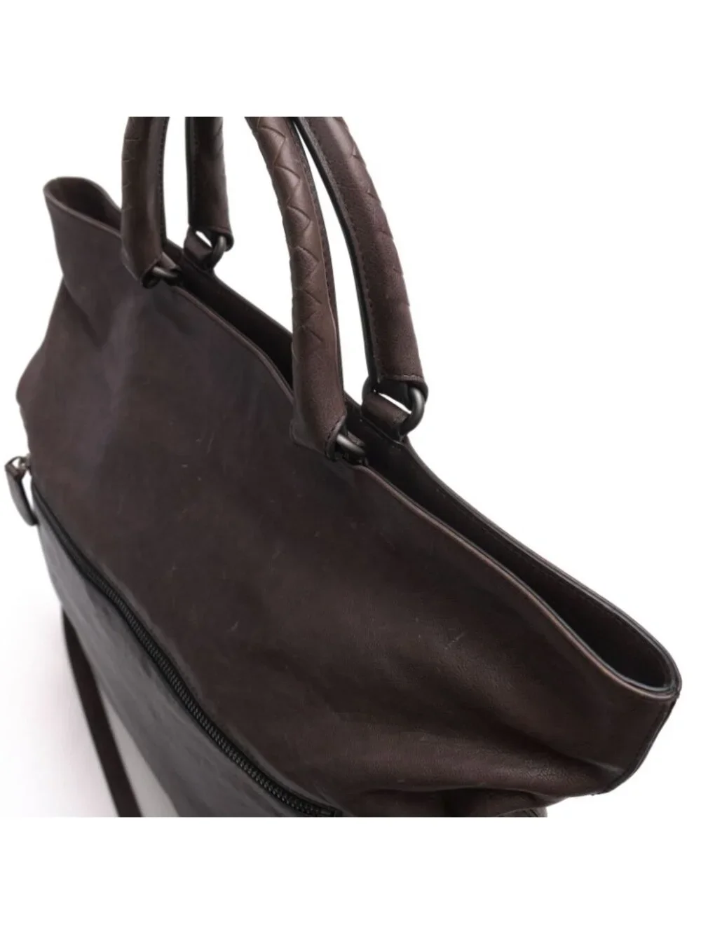 Bottega Veneta Tote Suede Leather Dark Brown Shoulder Bag